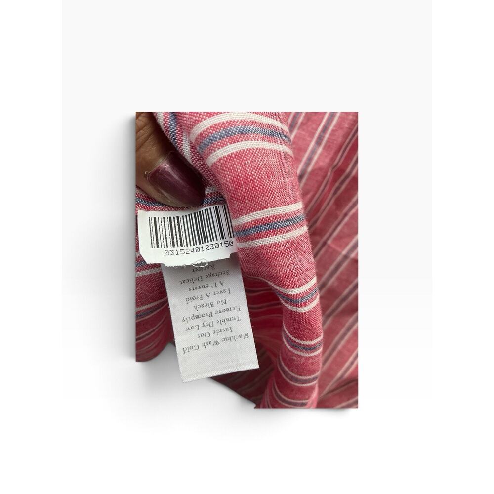 Frank & Eileen Women’s Size M Red/White/Blue Striped Linen Collared Tunic - Picture 13 of 13